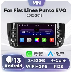 MEKEDE Android 13 Car Radio Multimedia Player for Fiat Linea Punto EVO 2012 - 2015 2+32GB Wireless Car-Play+Auto GPS Navigation