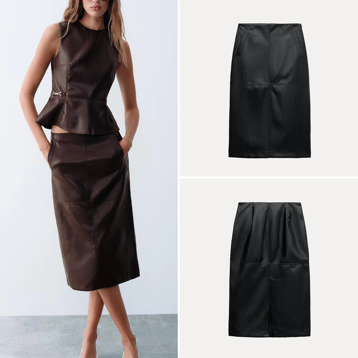 Women's Casual Midi Skirt Autumn 2026 New Style Pocket Decorated Split Hemline Standard Fit Other Material Other Process