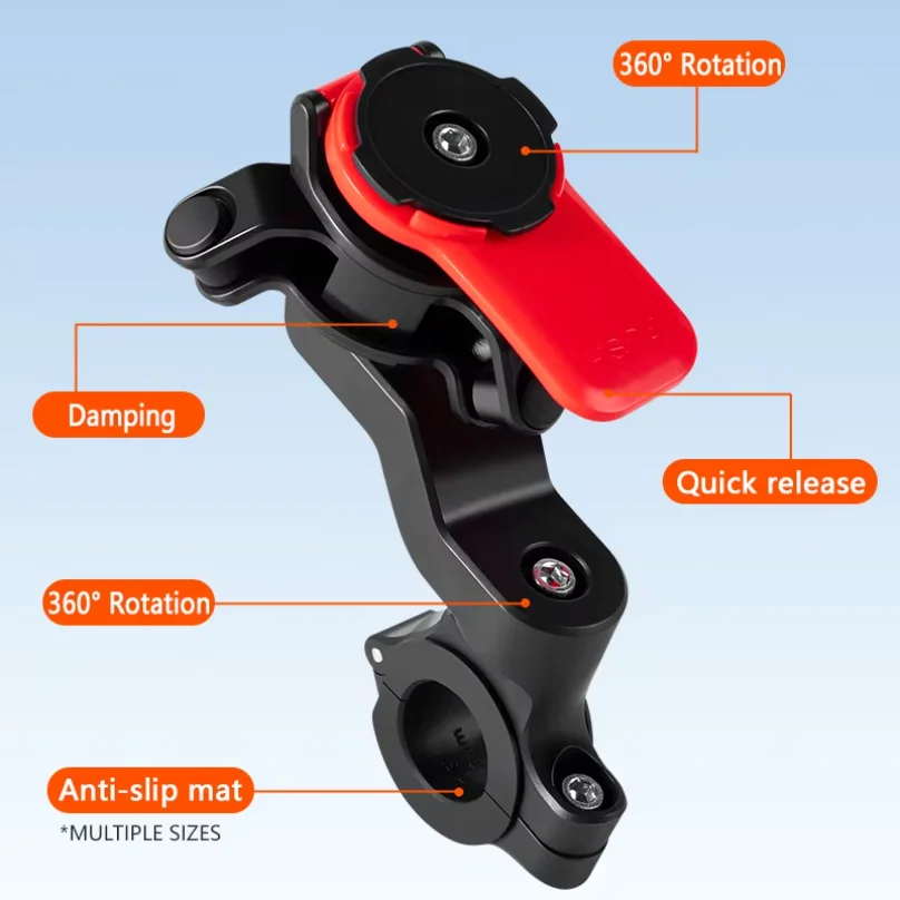 Motorcycle Phone Holder, Bicycle Navigation Holder 360° Rotating Riding Holder Universal Phone Holder Detachable and Adjustable. - view 2