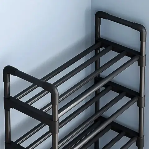 검은 색 높은 신발 랙 작은 간단한 다층 신발 캐비닛 홈 입구 임대 주택 기숙사 보관 랙 새로운 2023