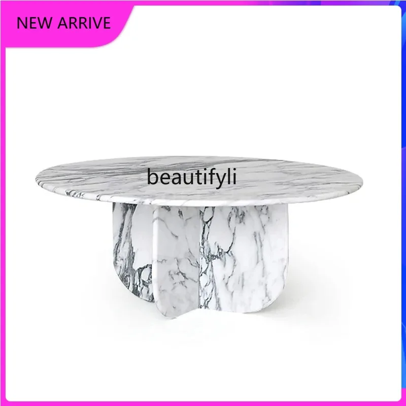 

A4567 Big flower white coffee table marble Nordic simple living room antique luxury stone designer side table