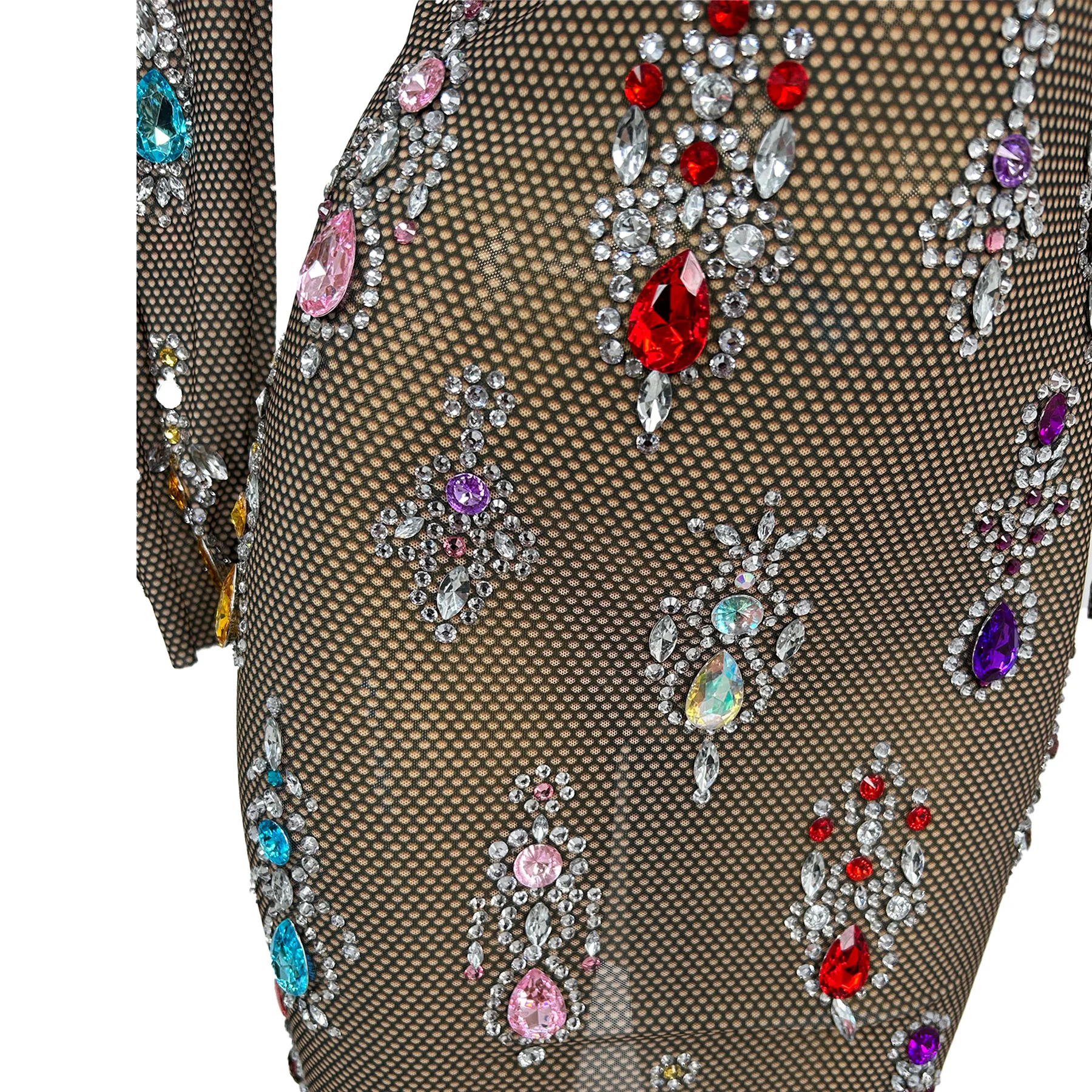 

Fashion Show Gemstone Cocktail Dress Sparkly Rhinestone Tassel Sexy Women Ladies Evening Dress Club Bar Stage Outfit Tanghulu