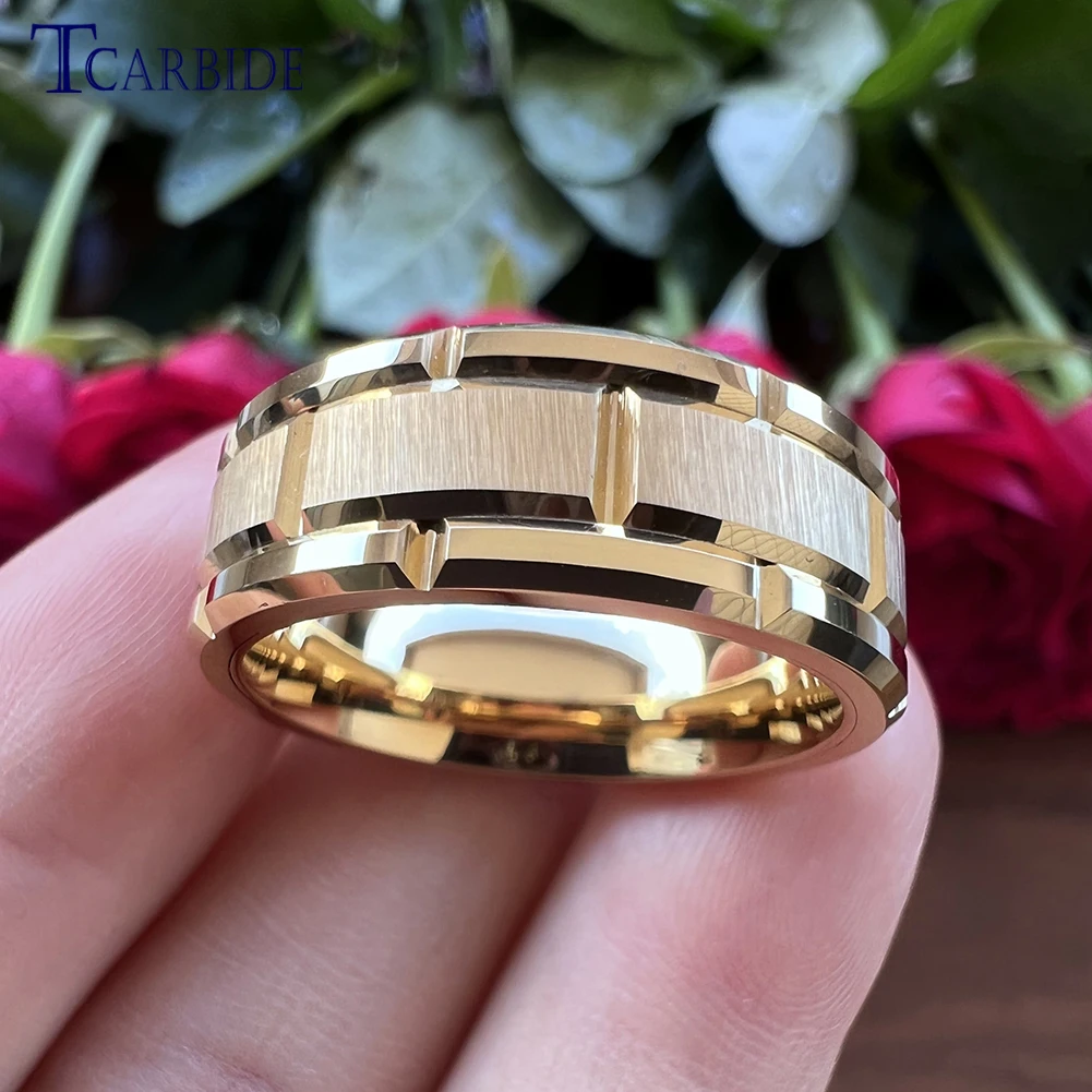 8MM Men Women Cool Wedding Band Tungsten Carbide Ring Multi Grooves Finish Boyfriend Husband Surprice Gift Jewelry