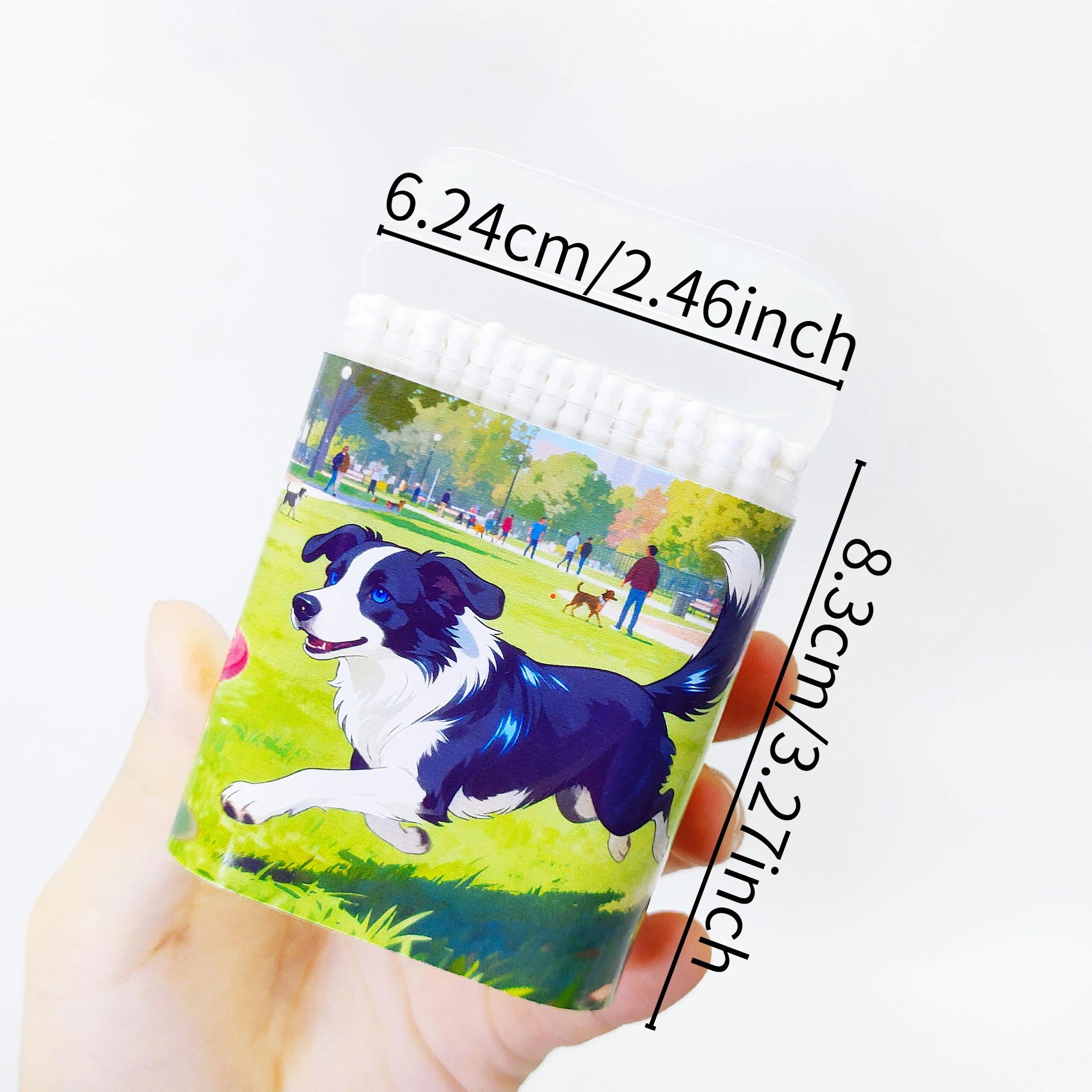 400 pezzi di lumache a doppia testa a tema animali, bastoncini di cotone rotondi e sottili, bastoncini di cotone a tema per cani da compagnia con bordo collie.