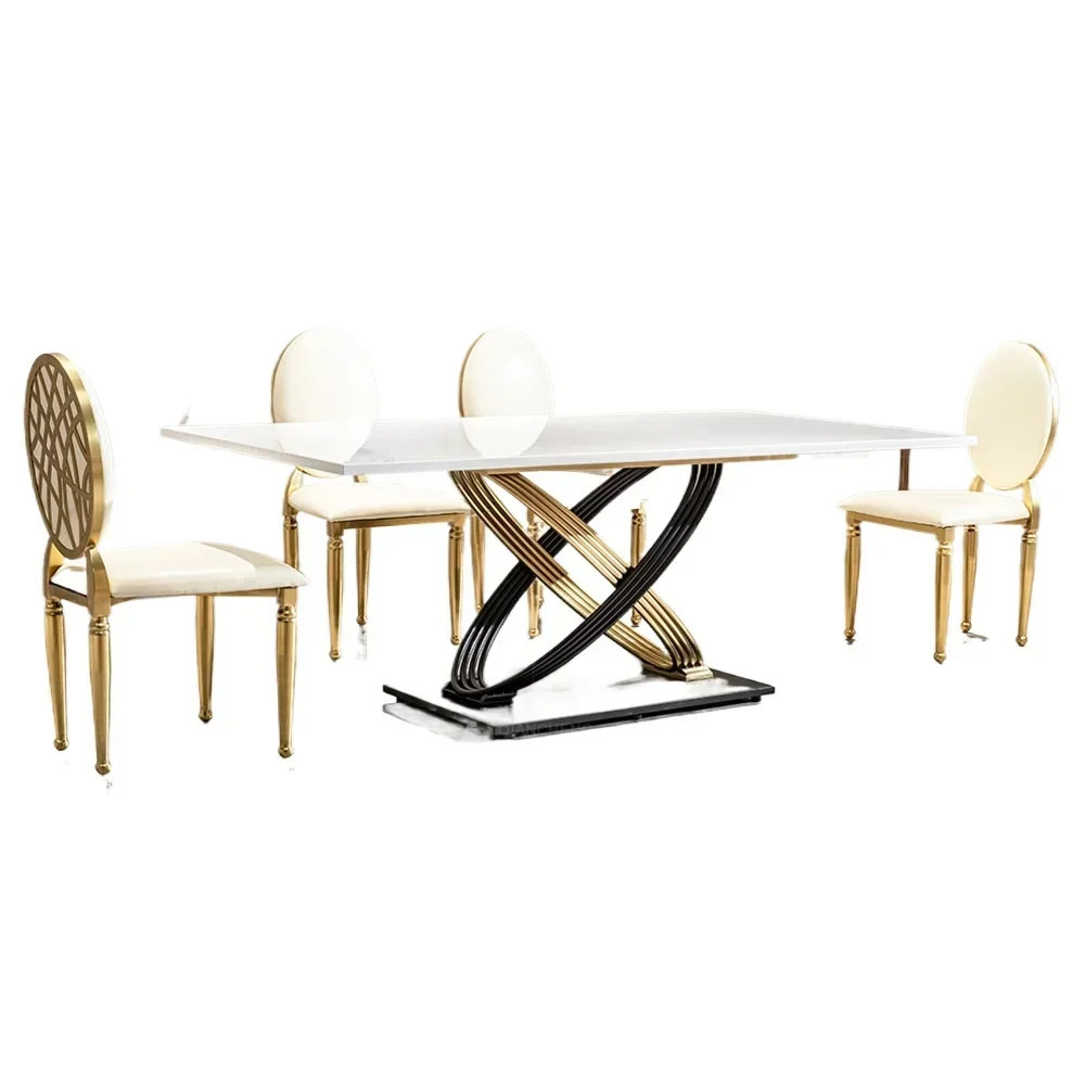 Italian light luxury marble dining table, high-end home, modern rectangular dining table
