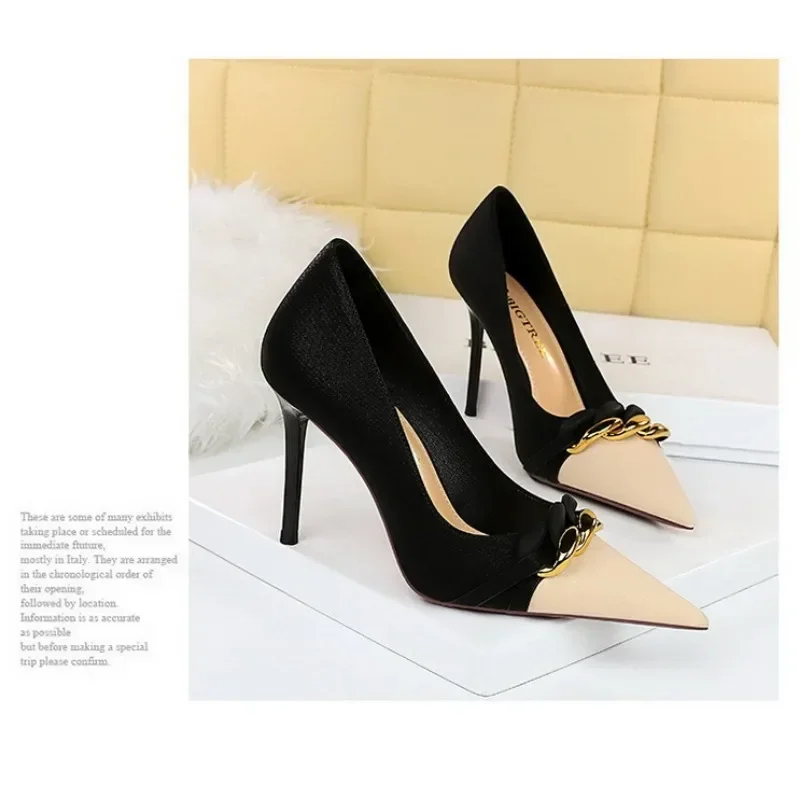 BIGTREE High Heels Women Pumps Spring New Fashion Mixed Colors Pointed Toe Flock 9CM Thin Heels Concise Pumps Women Shoes black