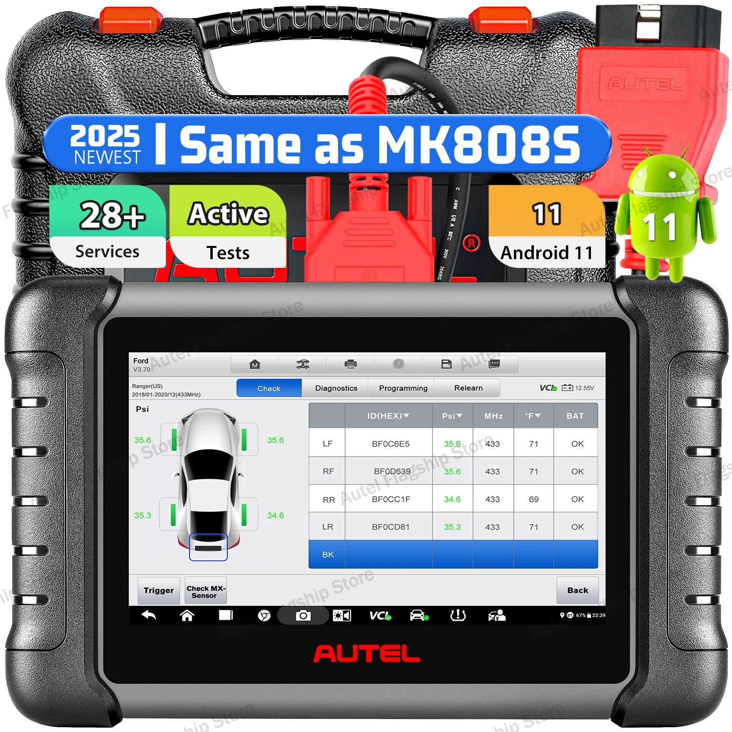 Autel MaxiCheck MX808S OBD OBD2 Scanner Car Bi-directional Diagnostic Tools Active Test 28+ Services Same as MK808S PK MX808