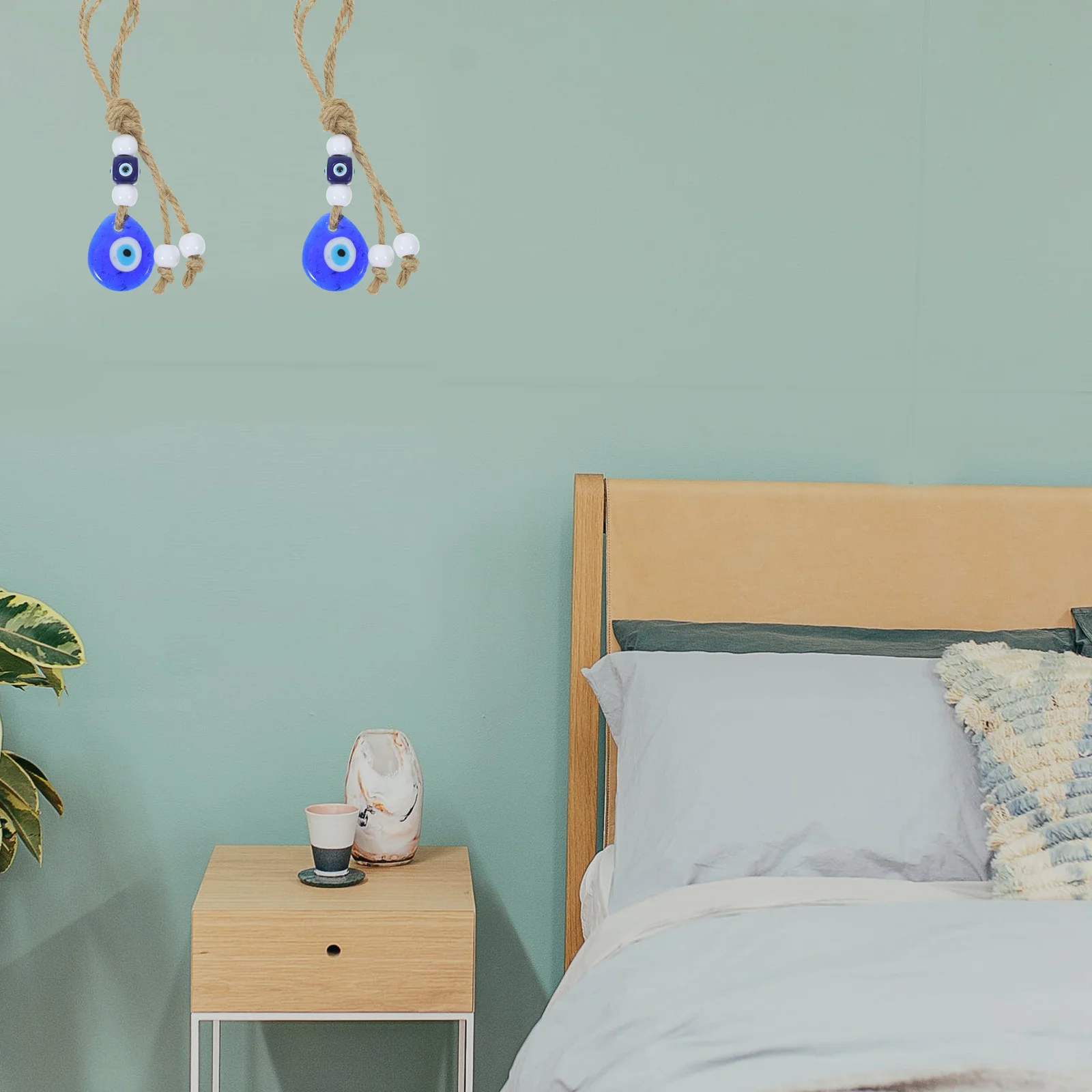 

4Pcs Evil Eye Hanging Ornament Turkish Blue Eye Glass Resin Hanging Decoration for Car Door Window Wall Protection Charm