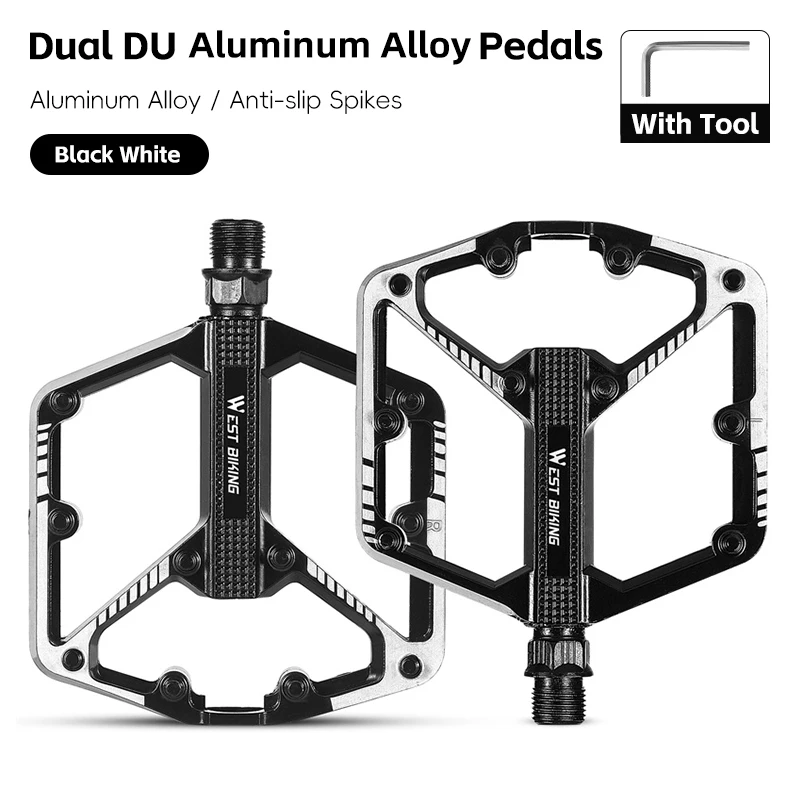WEST BIKING Dual DU Fietspedalen Aluminiumlegering Verbreedde Antislip Fietspedaal Lichtgewicht Fietspedaal MTB Racefiets Accessoires