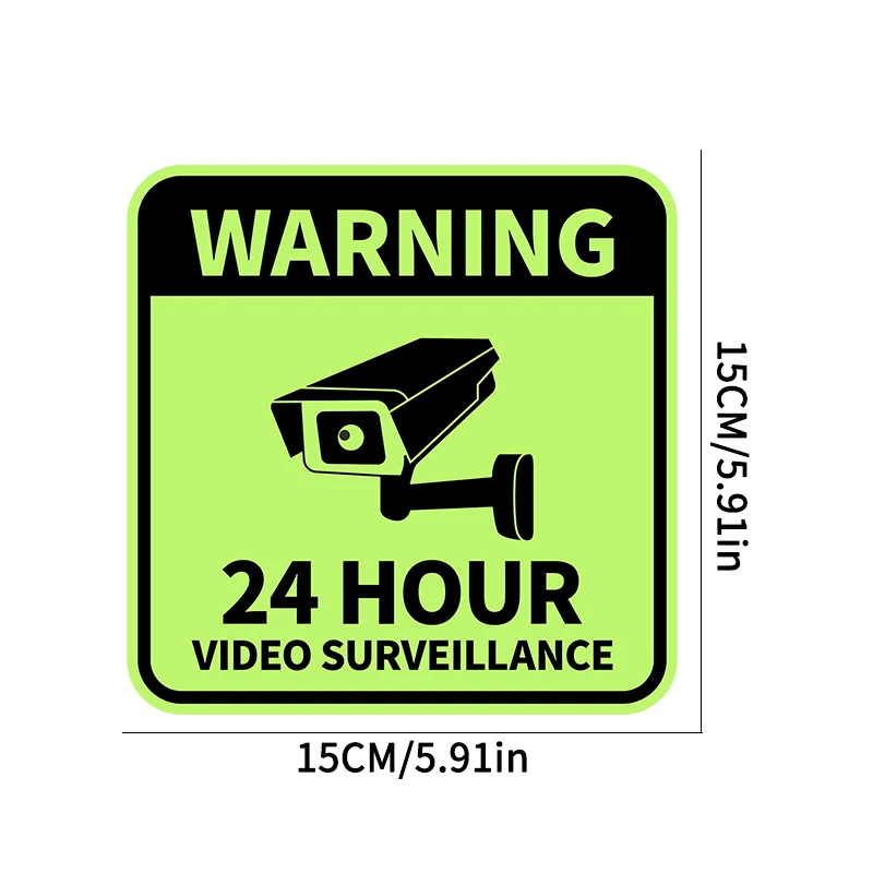 1PC WARNING 24HOUR VIDEO SURVEILLANCE Motorcycle Glow Stickers Motorbike Front Fairing Car Window Bumper Glow-in-the-dark Decals image 3