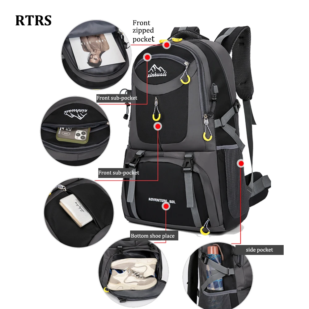 Imagem -03 - Mochilas Impermeáveis de Grande Capacidade para Homens e Mulheres Mochila ao ar Livre Camping Ciclismo Escalada Caça Mochila 40l