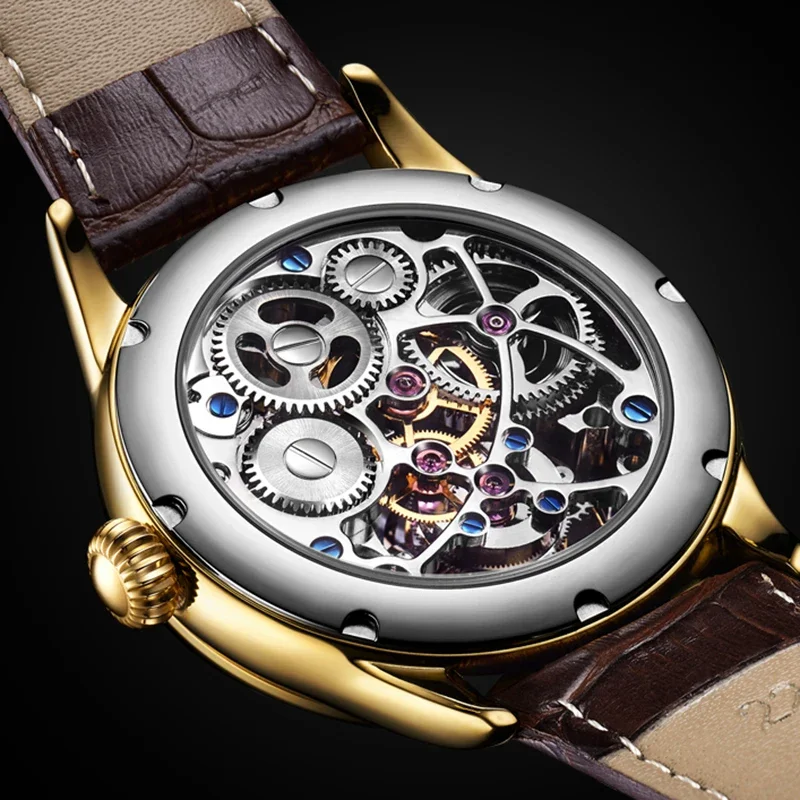 SEAKOSS 7005 Flying Tourbillon Skeleton Watch for Men Mechanical 50M Waterproof Watches Mens Stainless Steel Simplicity New A