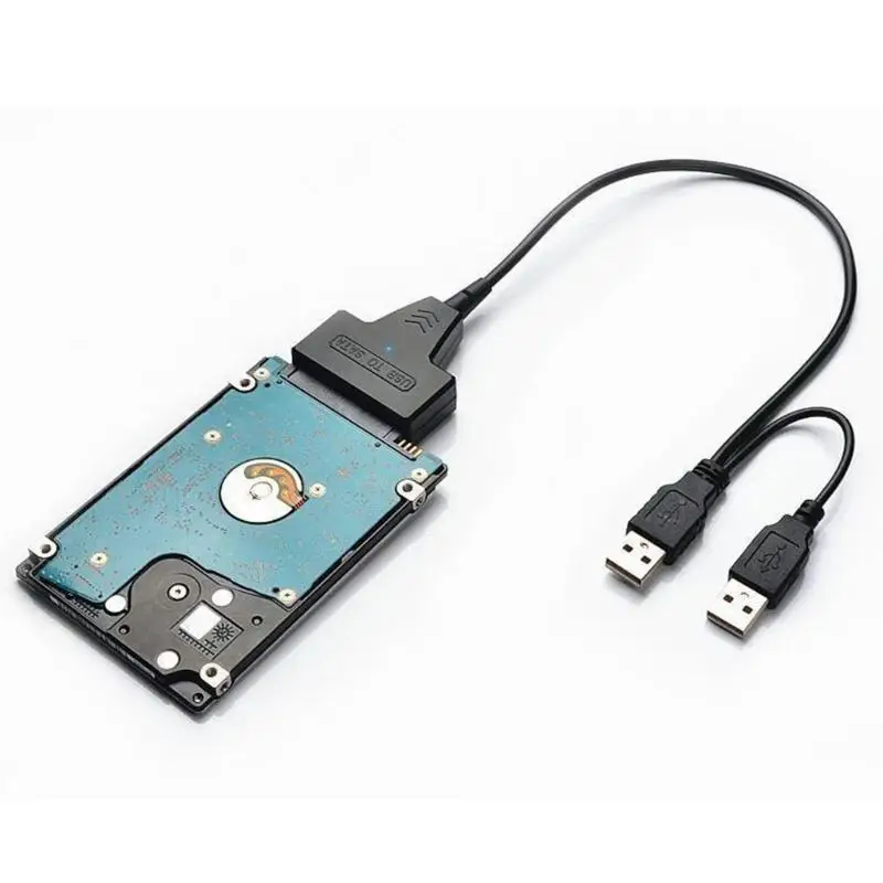 Y1ub Efisien USB ke kabel SATAS untuk menghubungkan 2.5 inci HDD/SSD ke laptop, termasuk port daya untuk drive yang lebih