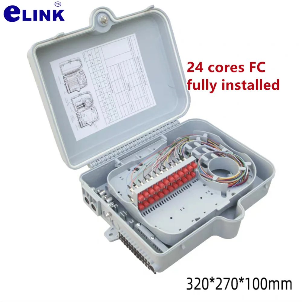 ftth distribution box 12/24/48 cores LC SC FC fully installed pigtail adapter wall hang indoor outdoor optical fiber cable 24C