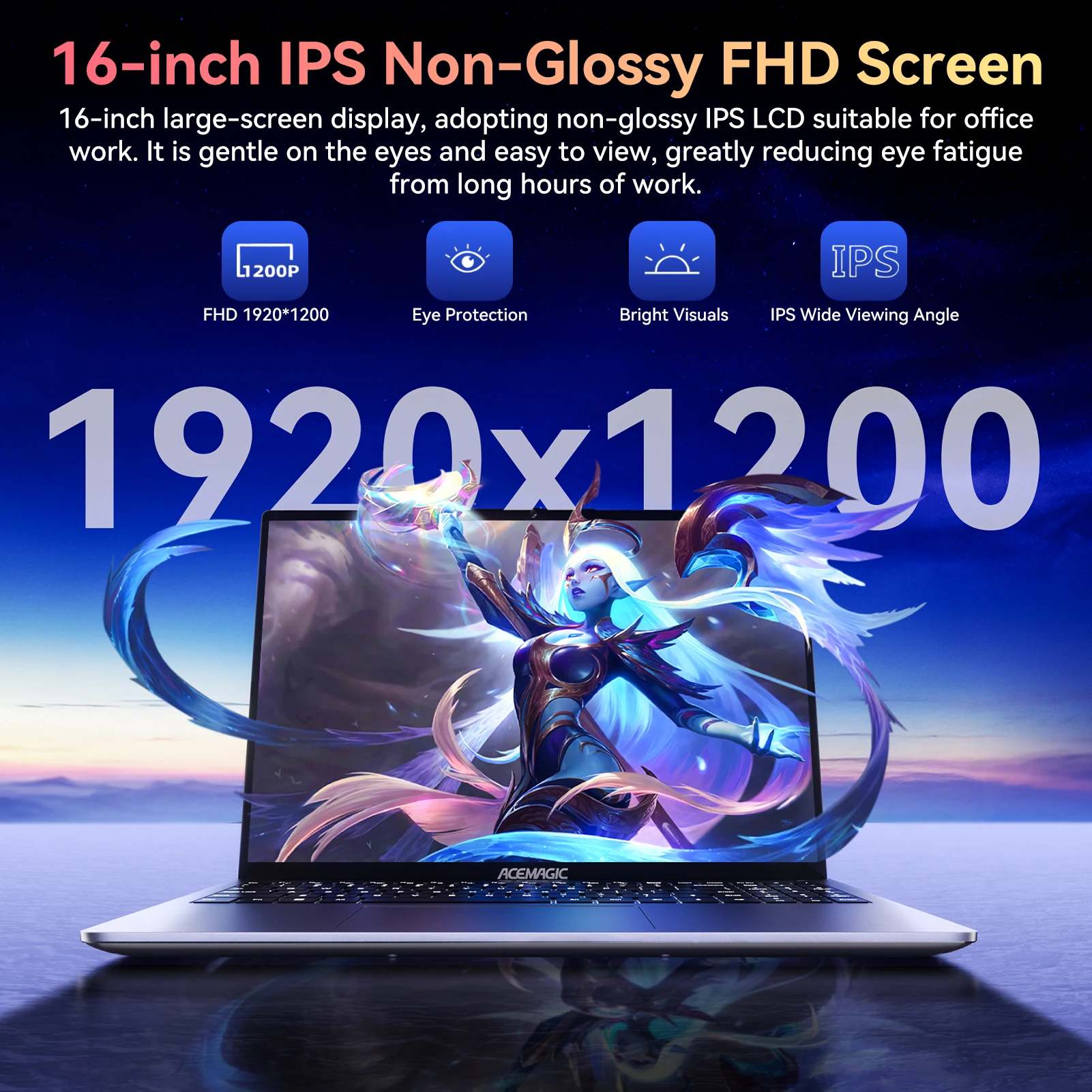 كمبيوتر محمول للألعاب ACEMAGIC RX16 Ryzen 7 7735HS DDR5 16GB SSD 512GB 4400mAh Ryzen تردد يصل إلى 4.75 جيجا هرتز WiFi 6 + BT5.2 180 °   الخلفية