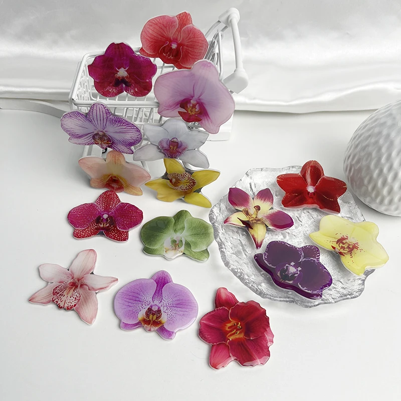 Orchid Series Refrigerator Magnets Kitchen Ornament Cymbidium Acrylic Drip Glue Refrigerator Sticker Home Decoration