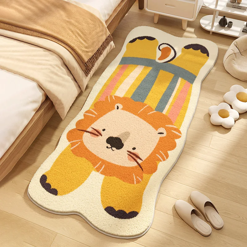 Cartoon Children's Bedroom Bedside Carpet Irregular Cute Animal Strip Carpets Plush Living Room Sofa Rug Comfortable Soft Rugs