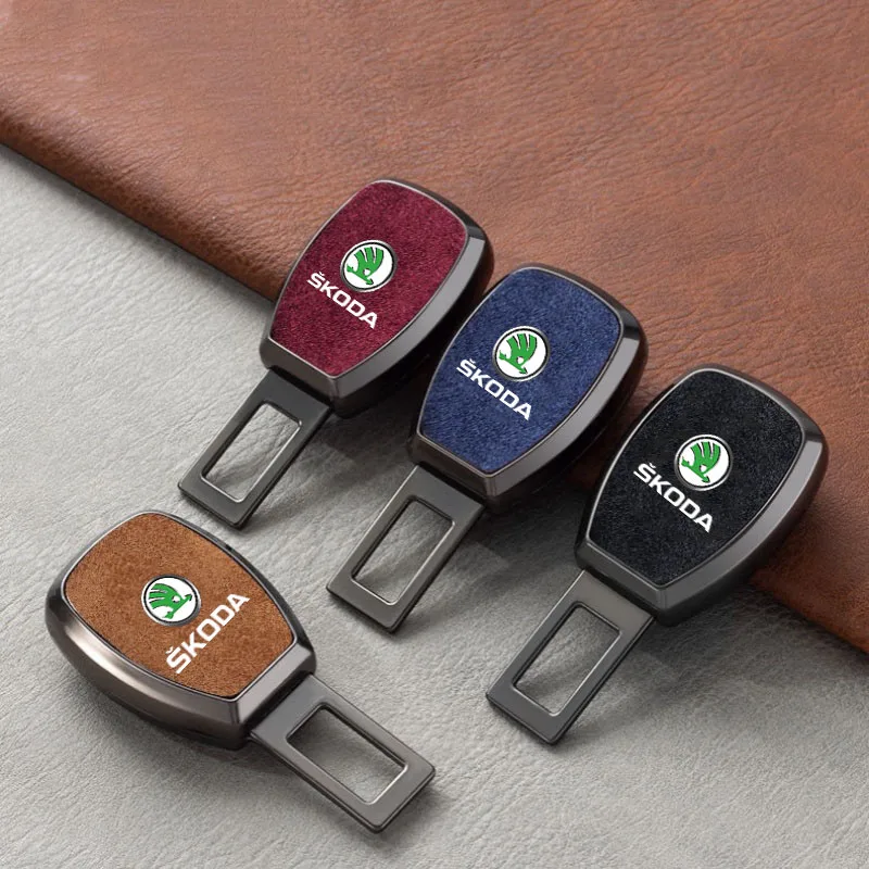 

1pc chamois Car Extension Plug Metal Seat Belt Clip Adjustable Extender For Skoda Octavia Rapid Kodiaq Superb Karoq Fabia Kamiq
