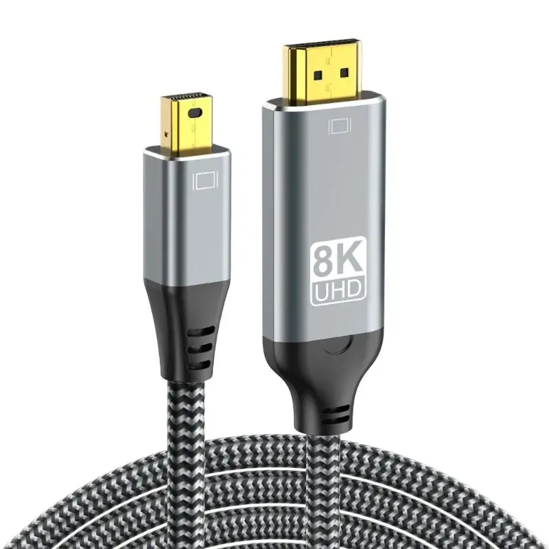 

Mini DisplayPort Male To HDTV2.1 Female Cable Supports 8K@60Hz 4K@120Hz Resolution For Home Entertainment And Office Use F19E