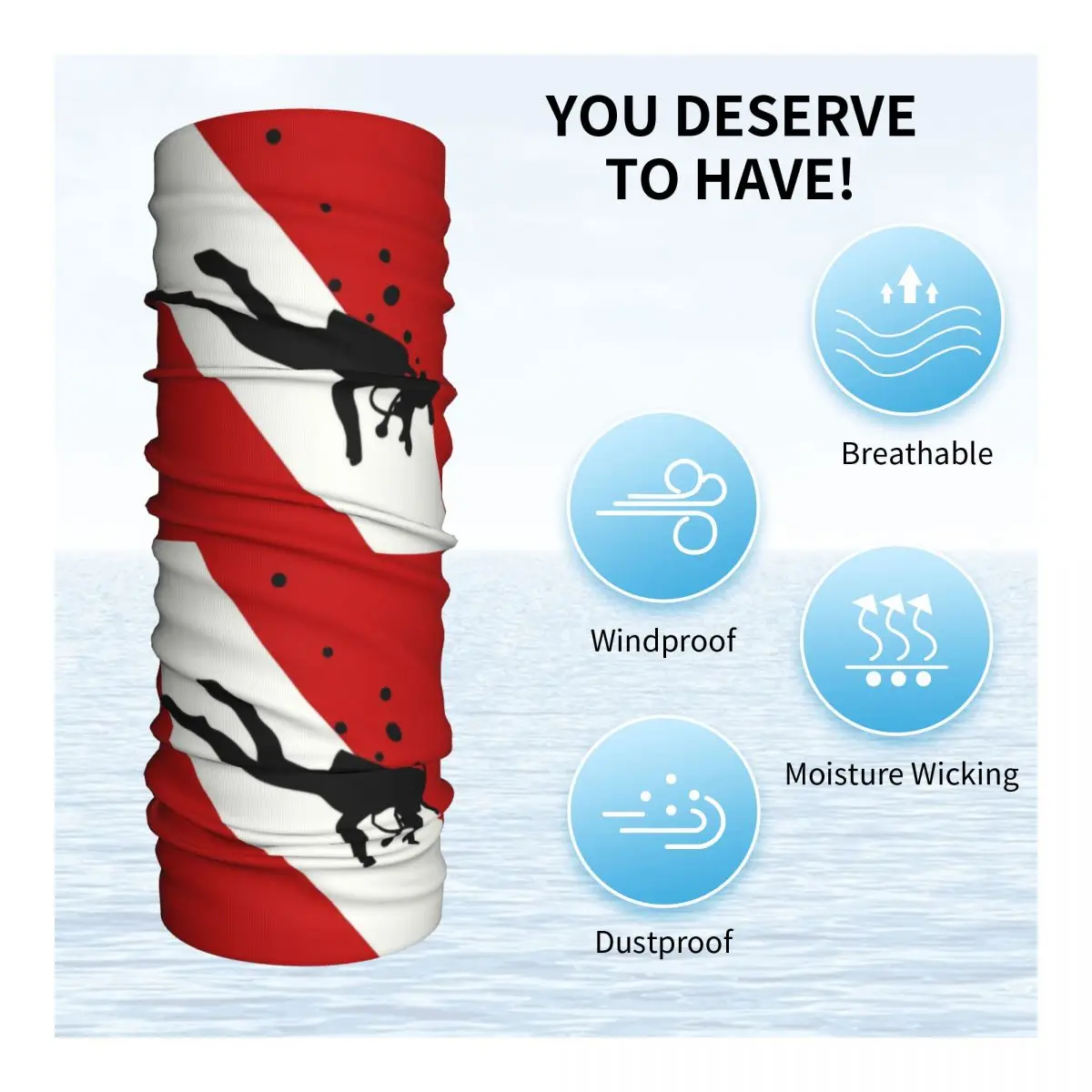 Custom Scuba Dive Flag Bubble Neck Gaiter Men Women UV Face Shield Winter Diving Diver Bandana Scarf for Hiking