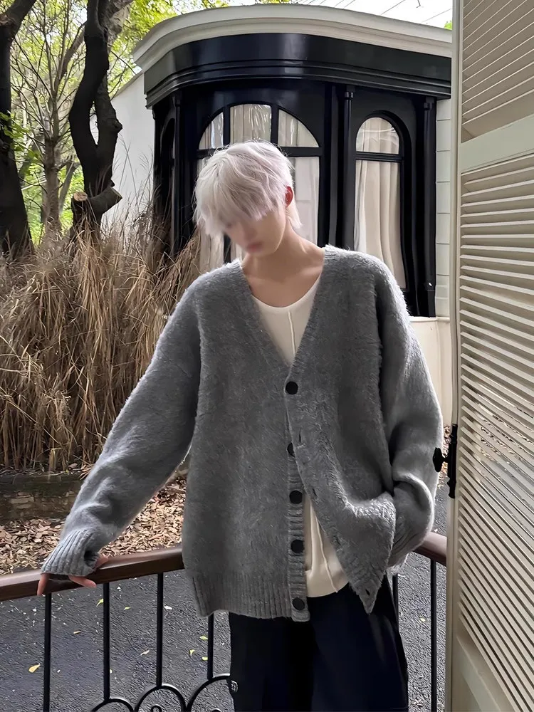 Cleanfit Men's Open Cardigan Sweater Loose Lazy High-End Knitted Jacket Korean Style Casual Wear V-Neck Warmth Autumn Fashion
