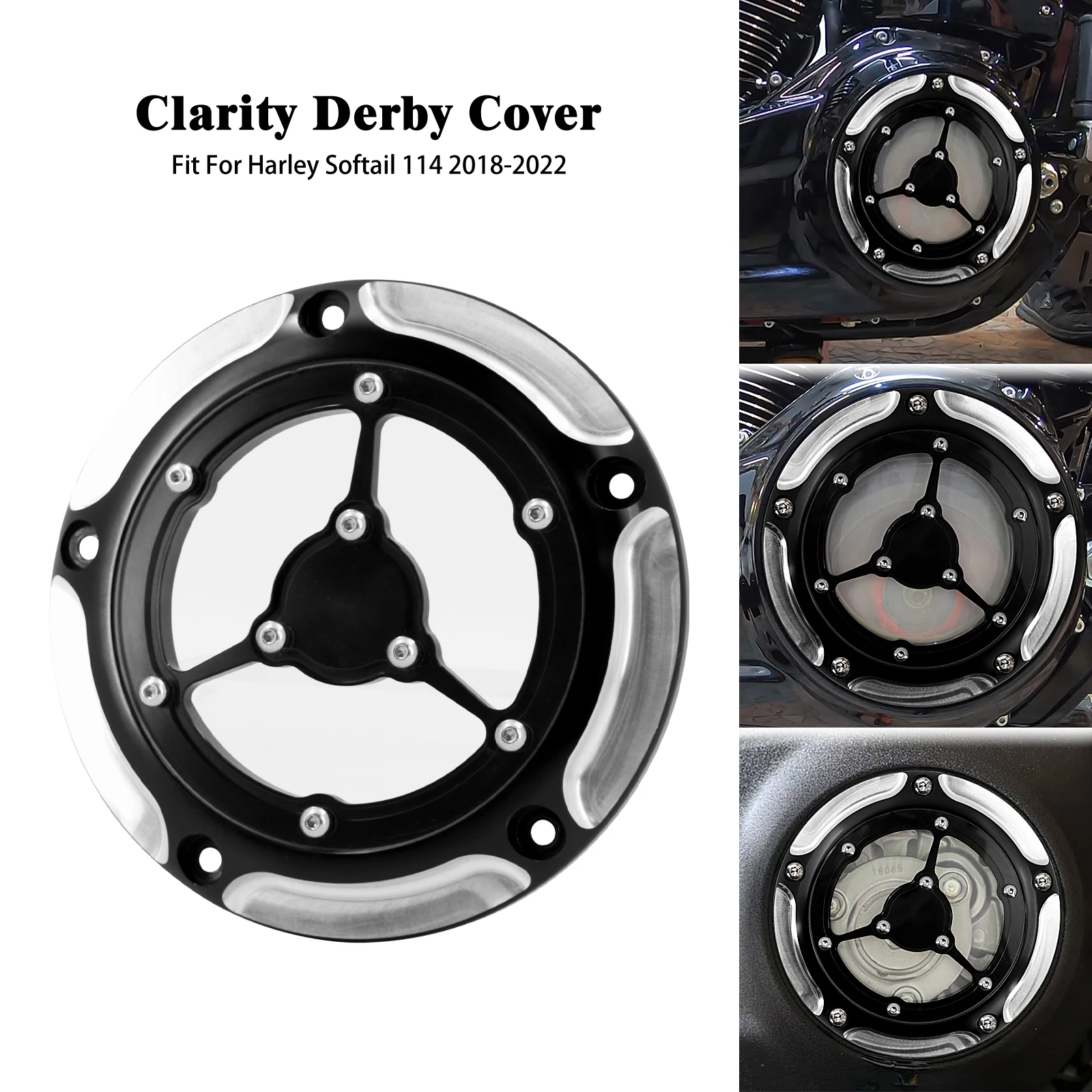 

Motorcycle Derby Cover Black Chrome Clutch Cover For Harley Softail 114 Engine 2019-Up Breakout FXBRS Fat Boy FLFBS FXLRS FLHCS