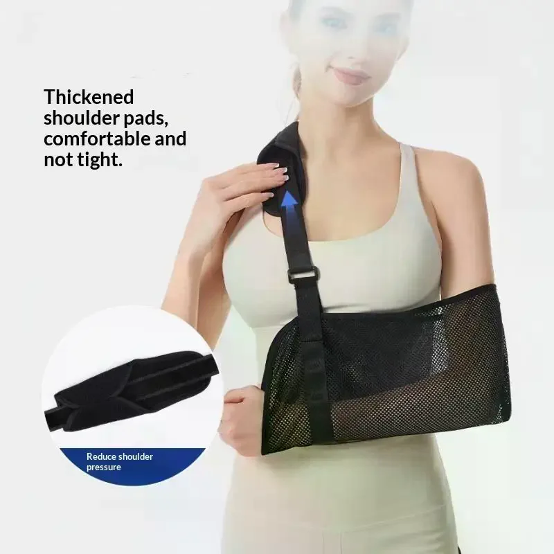 Shoulder Dislocation Post Surgery Support Breathable Mesh Arm Sling With Adjustable Padded Strap For Fracture Recovery 1Pcs
