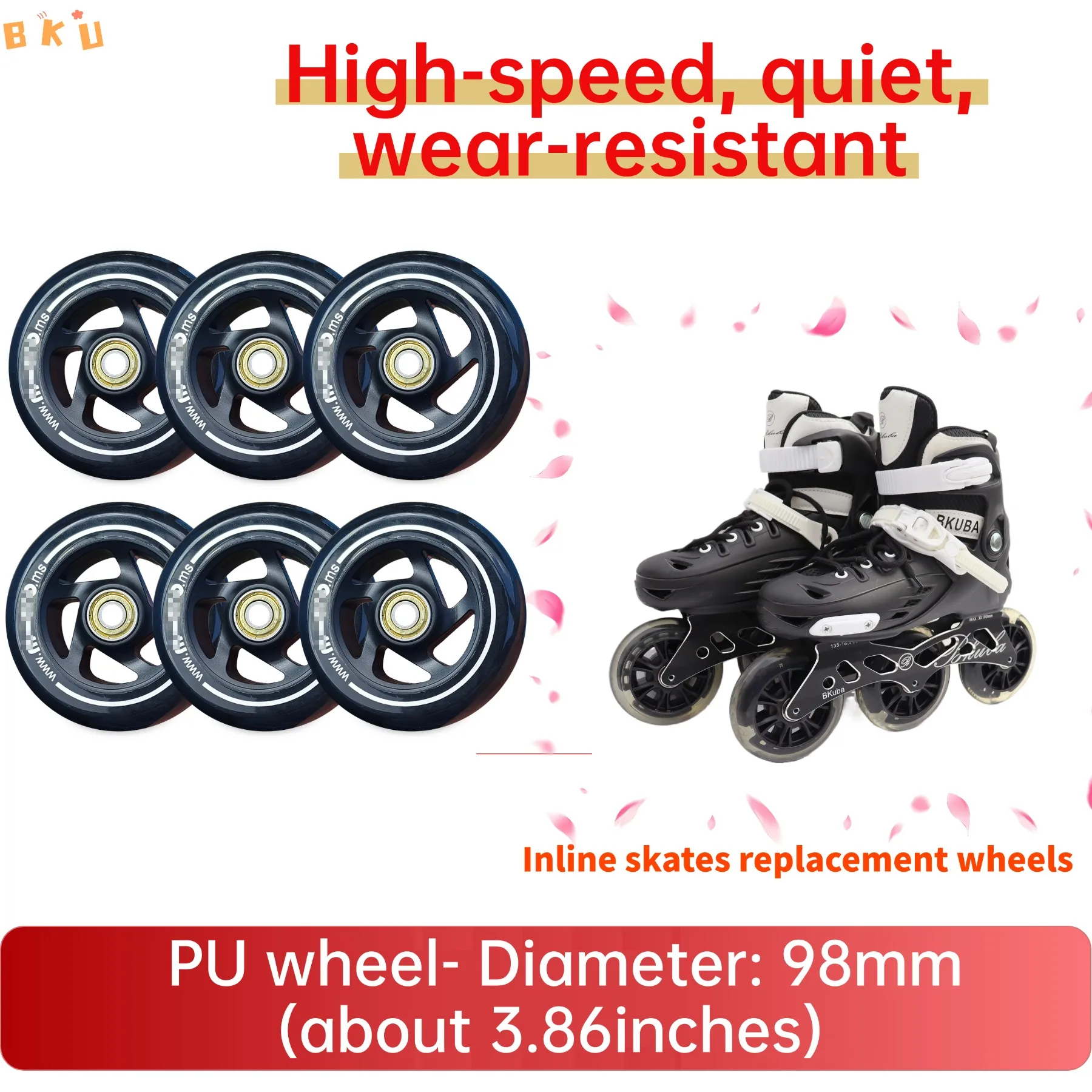 6個 98mm PU 交換用ホイール 大型三輪車 インラインスケート スクーター用 - 大人と子供向けの耐久性のあるローリングホイール
