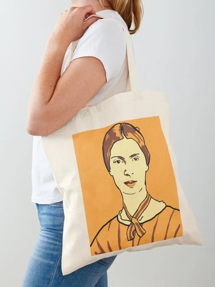 Emily Dickinson Orange Portrait Tote Bag canvas tote bags Shopper bag Fabric bag hand