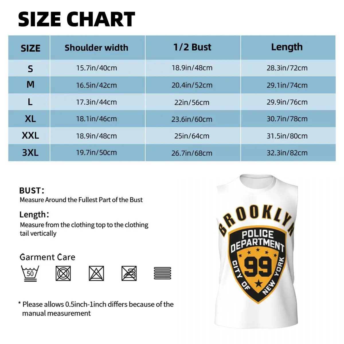 Brooklyn Nine Nine - 99th Precinct Mug Men Printed Sleeveless T-shirt Casual Hip Hop Street Style Beach Holiday Tank Tops
