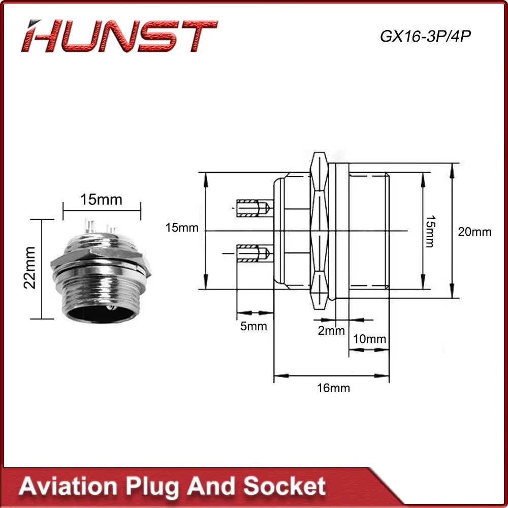HUNST GX16-3P/GX16-4P Aviation Plug Connector Metal Butt Plug Suitable For Foot Pedals And Swivel Joints