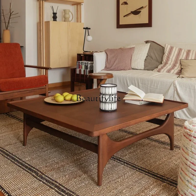 

LXMedieval solid wood square coffee table retro Nordic solid wood square coffee tableSSS