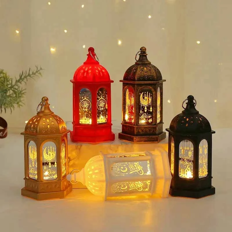 1 pz Eid Mubarak ornamenti lanterna a led Ramadan lanterna luce notturna illuminazione Ramadan Festival regali per feste, C