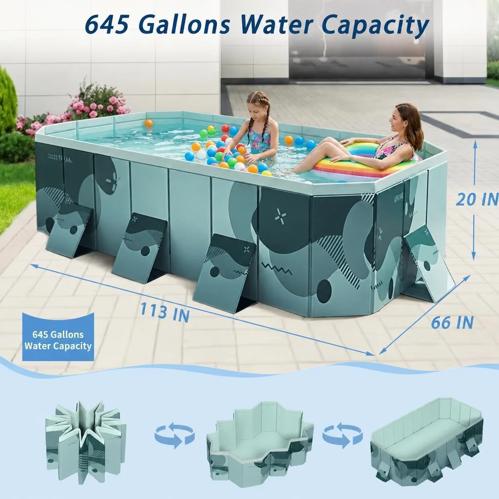 Faltbarer Outdoor-Swimmingpool für Sommer-Wasserpartys, Nicht-Aufblasbarer Familienpool, Verstärkt und Verschleißfest für Spaß im Sonnenlicht