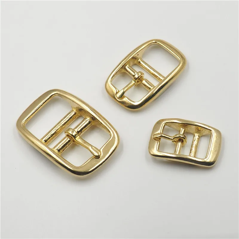 1PC Solid Brass Belt Buckle Square Center Bar Adjuster Pin Buckle Leather Craft Strap Belt Bag Parts 13.5mm Inner Width