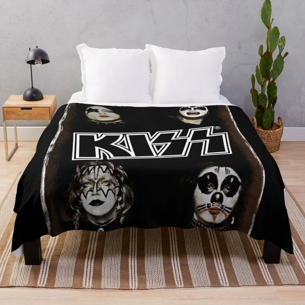 

Vintage kiss original band Throw Blanket Winter beds Tourist Fluffy Shaggy Blankets For Baby Blankets