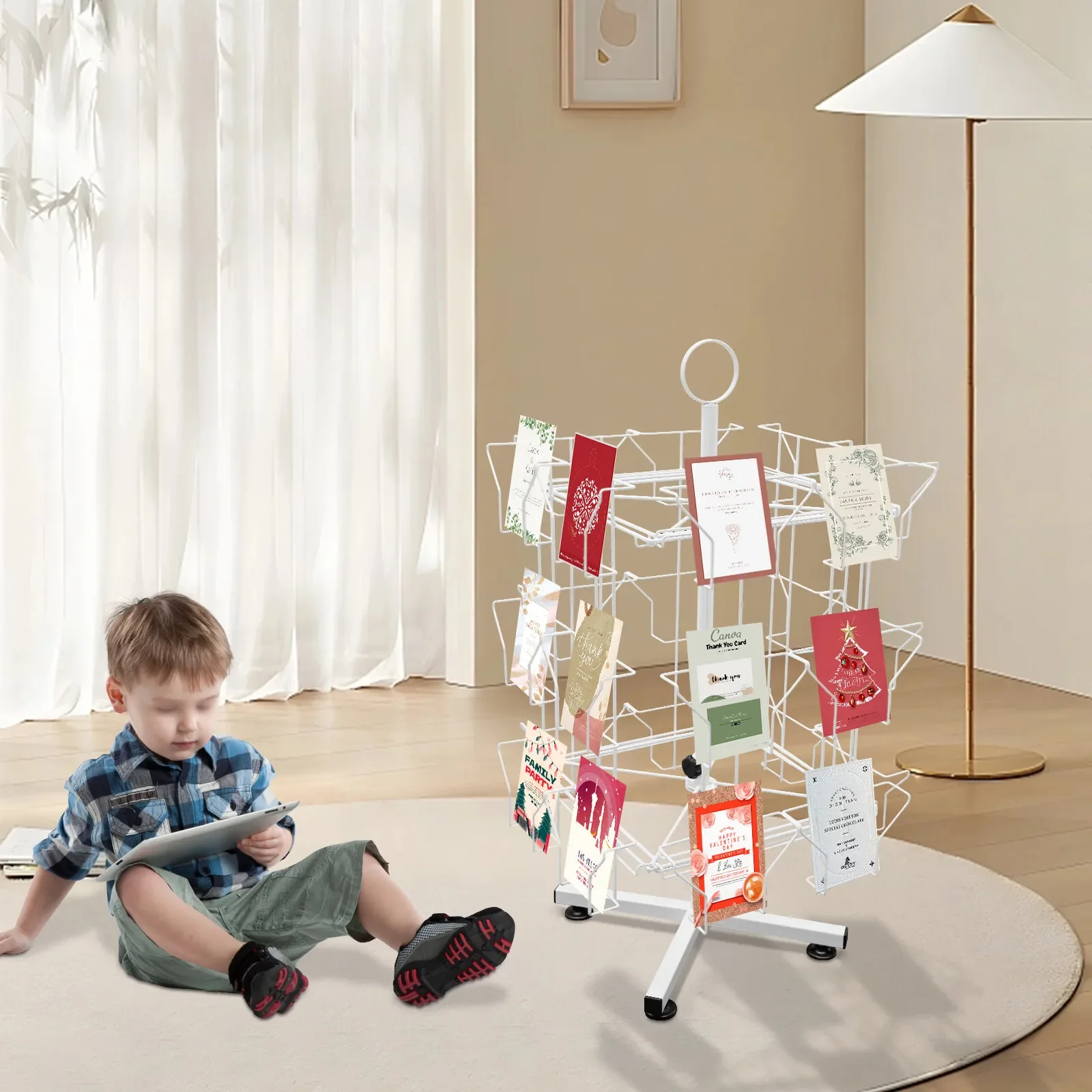 Versatile Card Storage Rack Lightweight (7.5Lbs) & Easy Installation, Suitable For Classrooms, Shops & Offices With Top Hoop