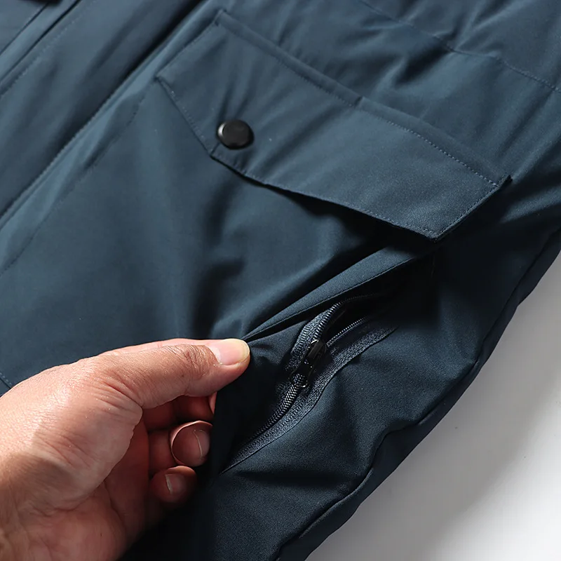 سترة بغطاء للرأس للرجال: تصميم ملابس عمل متعددة الجيوب للخريف/الشتاء في الهواء الطلق والترفيه القبعة قابلة للفصل. #5