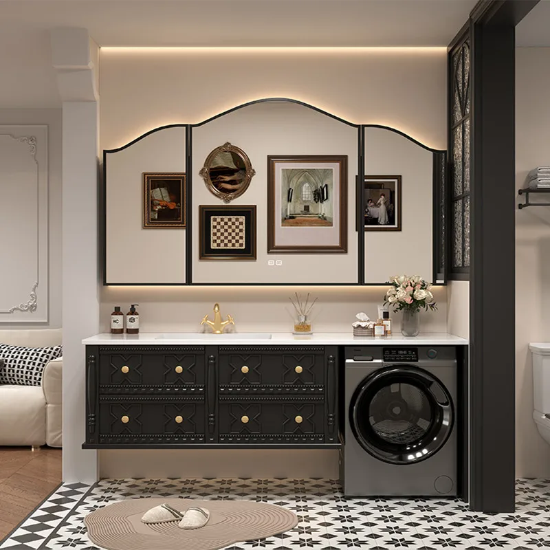 ^French Retro Bathroom Cabinet Space Saver Decorations Sink Kitchen Cupboard Storage Organizer Mirror Archivadores Furniture
