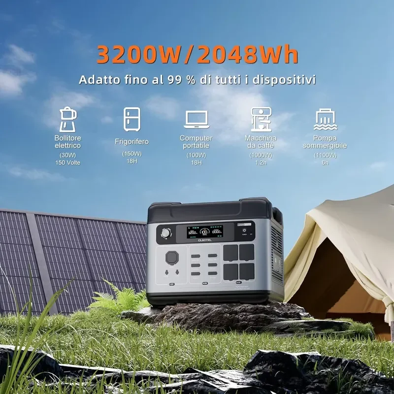 2026OUKITEL P2001 PLUS for 2048Wh LiFePO4 Battery 2400W Solar Generator with APP Control Emergency UPS Portable Power Station view 2