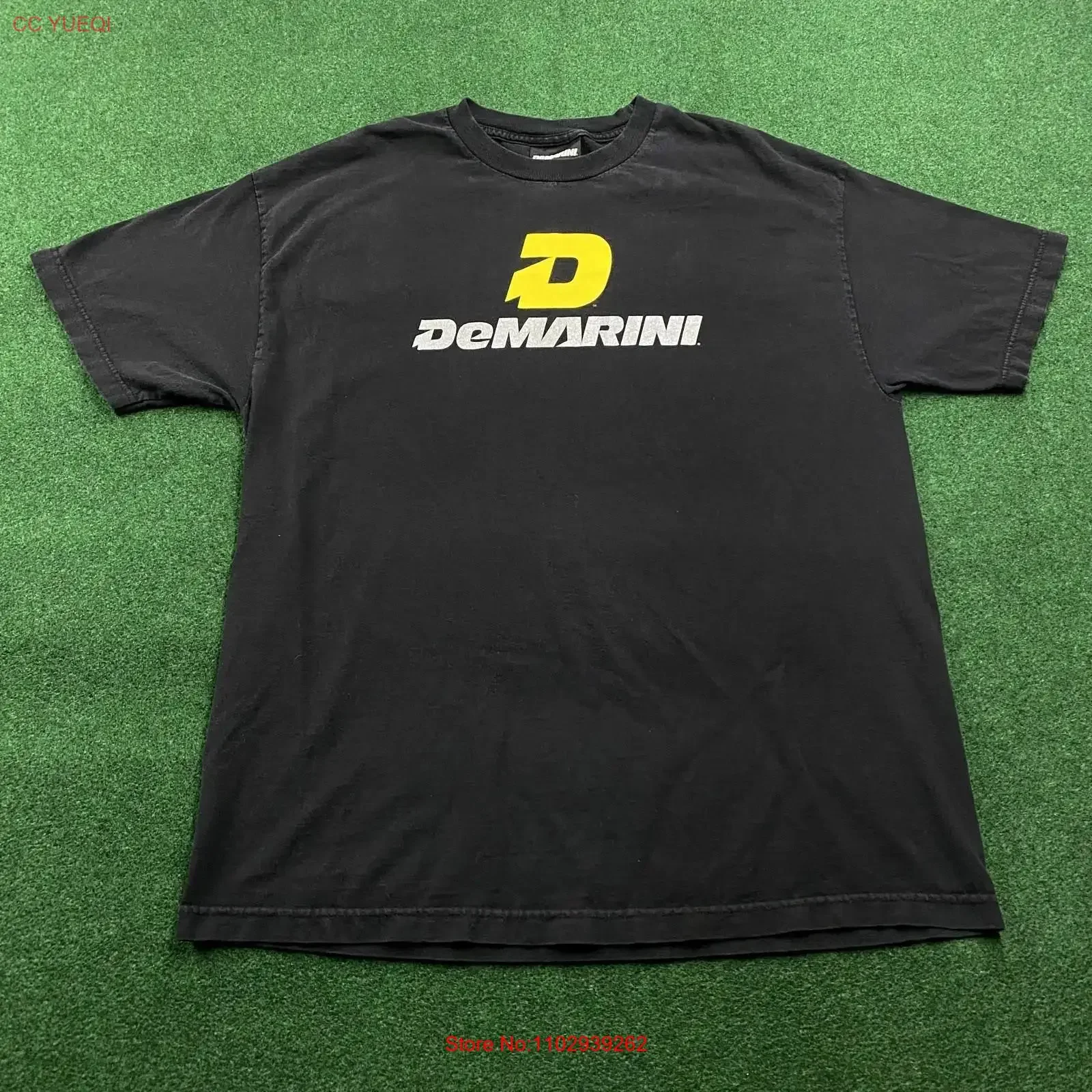 Camiseta Vintage DeMarini para Hombre, Talla L, Negra, Estilo Béisbol de los 90, Y2K, Vintage, Lavada, a la Moda, Cómoda, con Gráficos, Transpirable