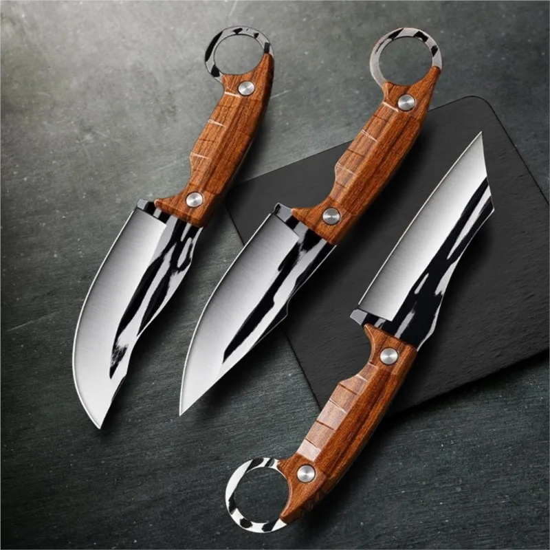 Outdoor Cutting Knife Hand-forged High-hardness Fine Steel Cutting Tool Forging Shaving Bone Knife Household Meat Eating Knife