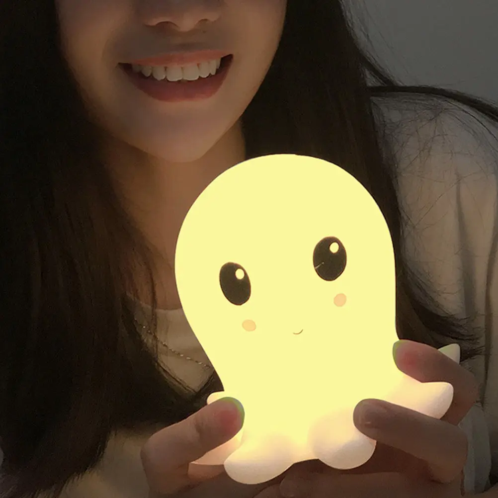 

Silicone Night Light Cute Octopus Shaped Lamp USB Abs Small Decoration Reliable Practical Indoor Use Desktop Bedroom