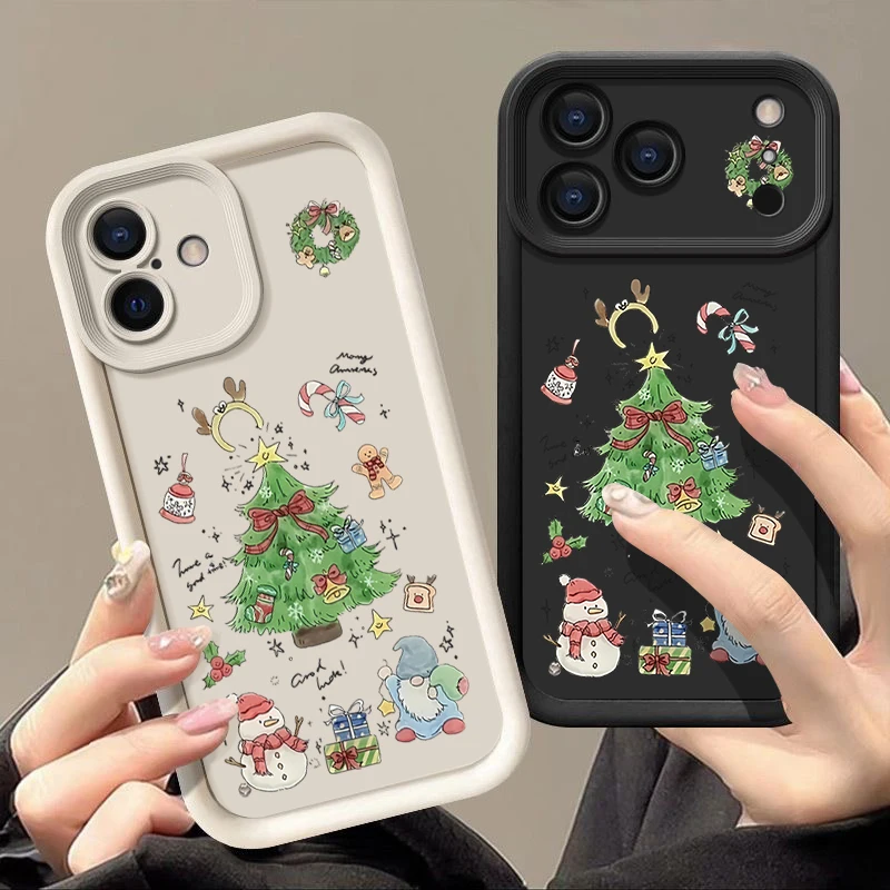 Weiche TPU-Handyhülle mit Schleife, Weihnachtsbaum, für iPhone Air 16e 17 16 15 14 Pro Max 13 12 Pro 15 16 Plus, stoßfeste Silikonhülle