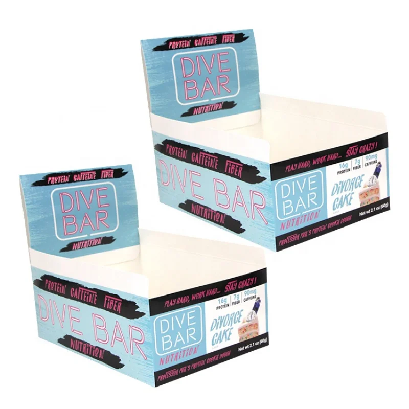 2025customized.Custom paper Cardboard Counter Display Boxes Protein Energy Chocolate Bar Box Nut & Kernels Packaging Paper B