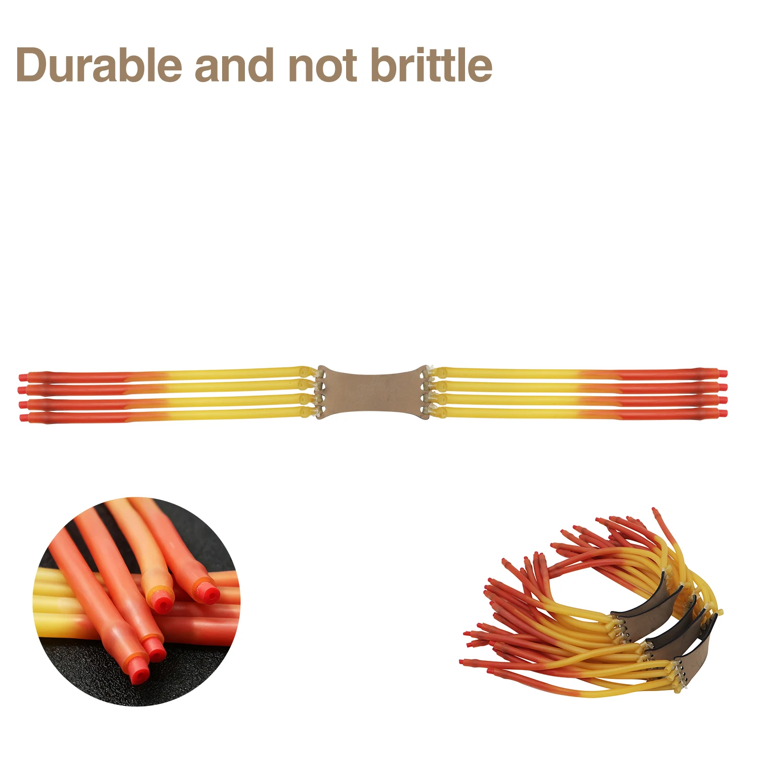 Rubber 3060 Slingshot Band with Single-Side 4-Card Pouch, Red Yellow Gradient Tubes for Outdoor Target Practice