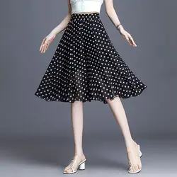 Sommer dünne Mode Temperament koreanischen Chiffon gedruckt weites Bein Hosen Frauen lose Krawatte Farbstoff Tupfen hoch taillierte Rock Hose