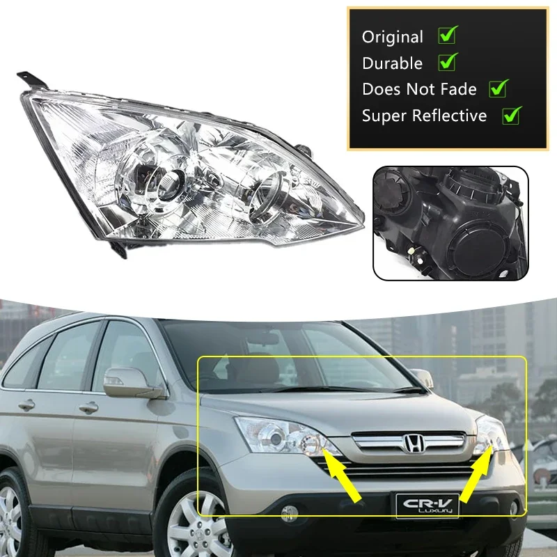 For Honda CR-V CRV 2007 2008 2009 2010 2011 LED Headlight Assembly Front Bumper Headlight Clear Lens Replacement Accessories