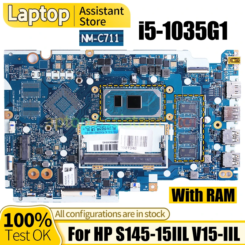 

For Lenovo S145-15IIL V15-IIL Laptop Mainboard NM-C711 5B20S43830 i5-1035G1 Notebook Motherboard