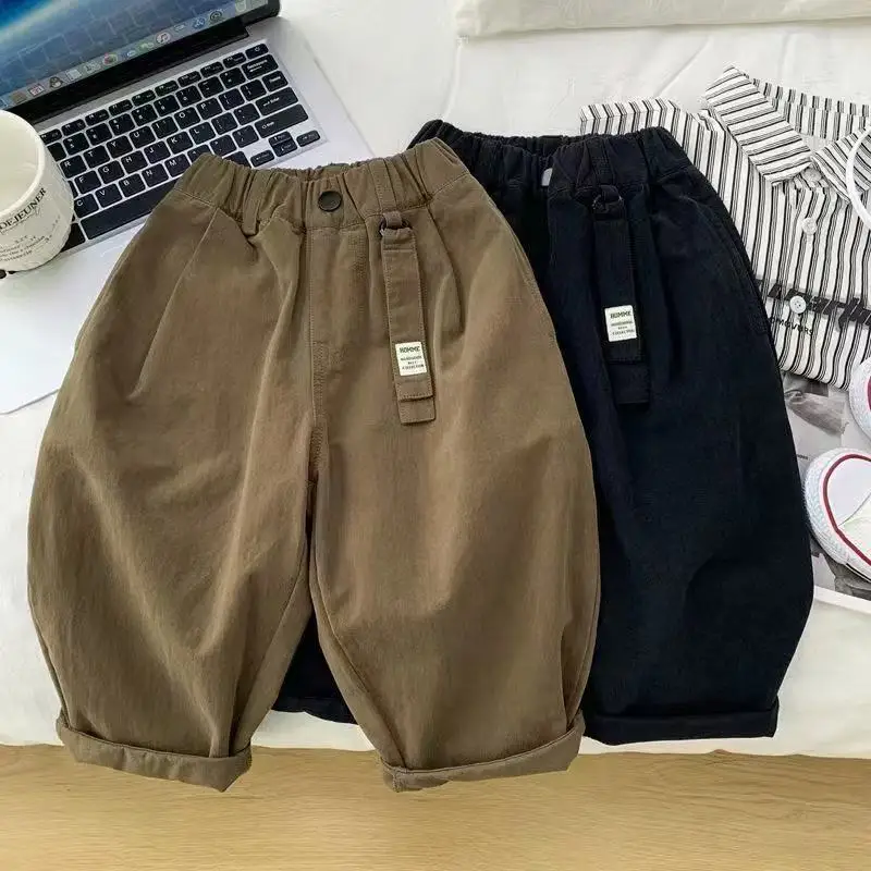 

Spring and Autumn Boys' Casual Pants 2025 New Children's Pure Cotton Trousers Kids Baby Loose Pants 90-140CM